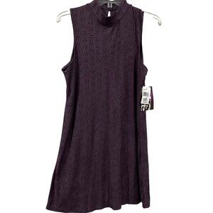 Trixxi Girl Purple Sleeveless Mock Neck Eyelet Dress Size M